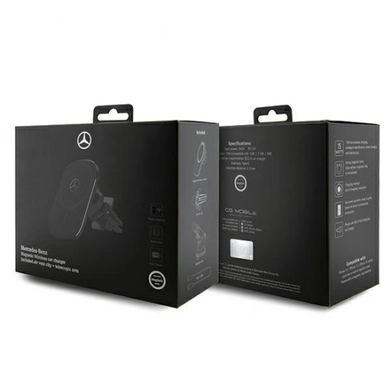 Mercedes MEWCCGSLK 15W induction holder for air vent/glass black/black Silver Stars MagSafe