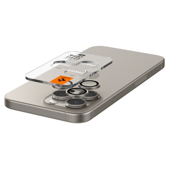 Spigen Optik.tR EZ Fit Camera Protector for iPhone 14 Pro / Pro Max / 15 Pro / Pro Max - Natural Titanium 2 pcs.