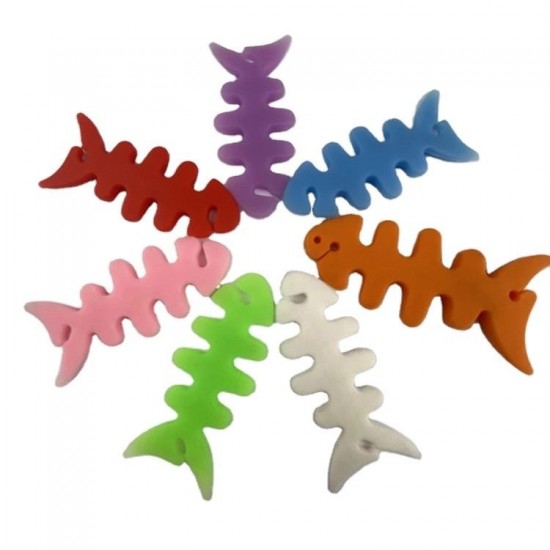 Fish-shaped headphone cable wrap - green