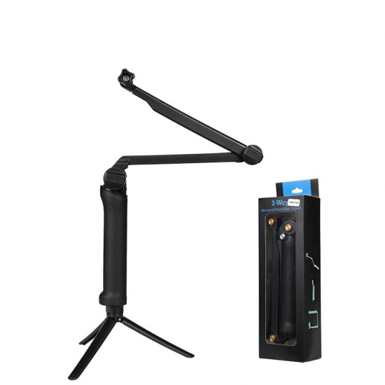 3 in 1 Monopod Tripod with Selfie Stick for GoPro - Black