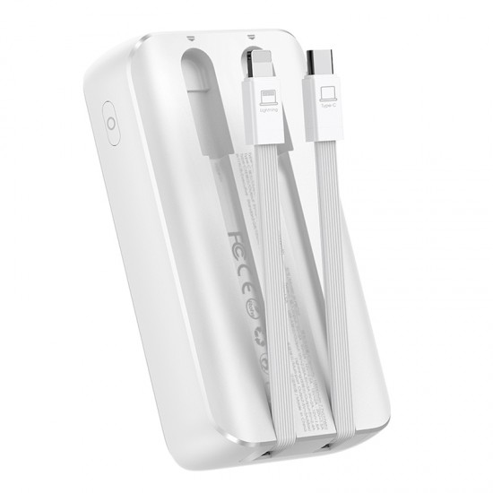 Mini power bank with built-in cables Joyroom JR-PBC06 30W 10000mAh - white