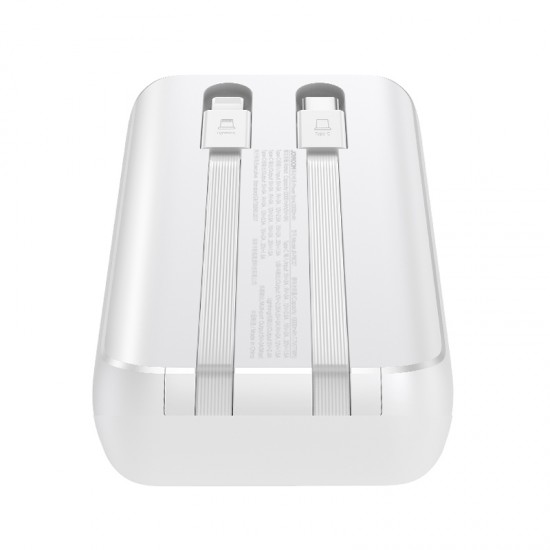 Mini power bank with built-in cables Joyroom JR-PBC06 30W 10000mAh - white