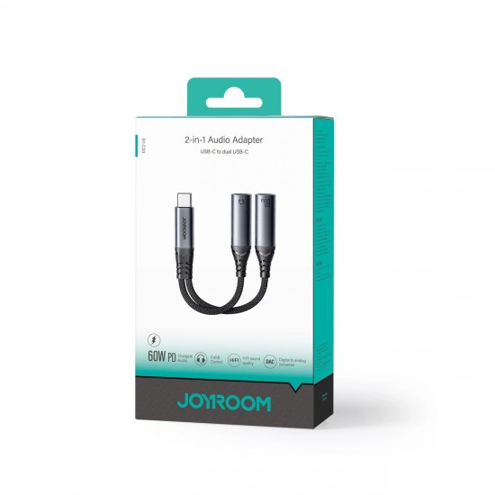 Joyroom SY-C03 USB-C to 2x USB-C 2in1 DAC adapter - black