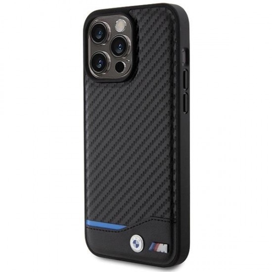 BMW Leather Carbon case for iPhone 15 Pro Max - black