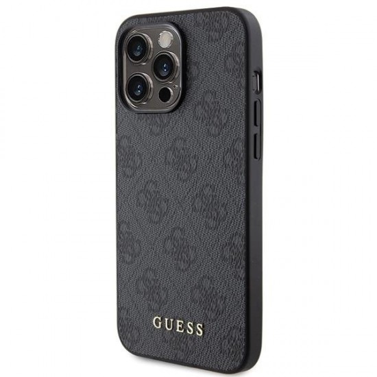 Guess 4G Metal Gold Logo iPhone 15 Pro Max Case - Gray