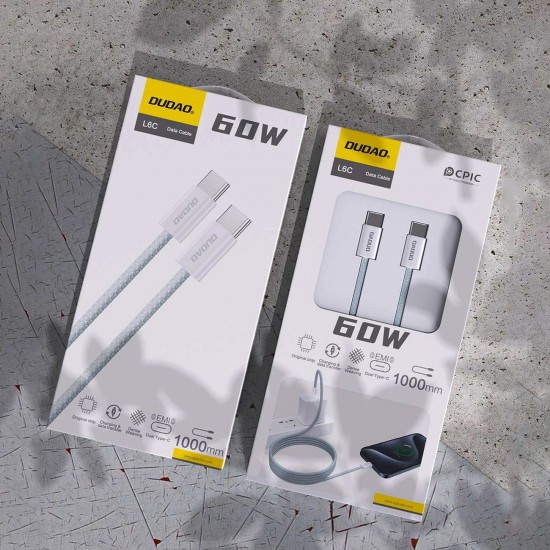 Dudao L6C USB-C - USB-C PD cable 30W 1m - light blue