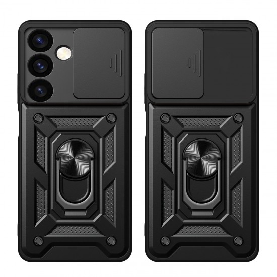 Hybrid Armor Camshield armored case for Samsung Galaxy S24+ with camera cover - black