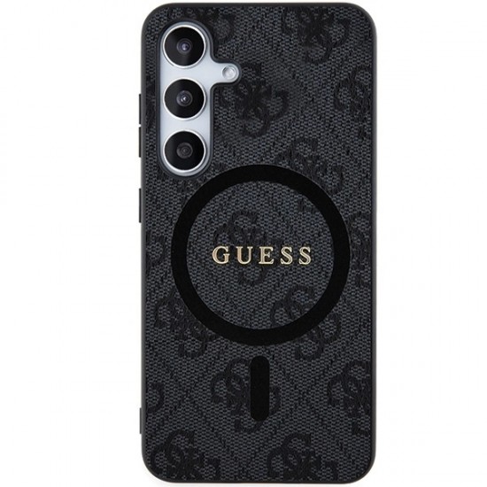 Guess 4G Collection Leather Metal Logo MagSafe Case for Samsung Galaxy S24 - Black