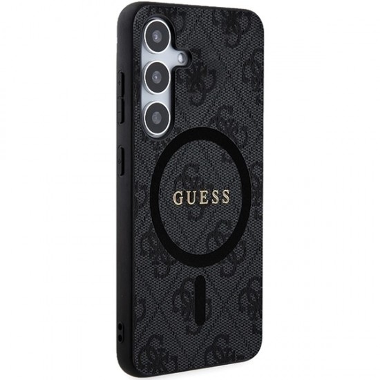 Guess 4G Collection Leather Metal Logo MagSafe Case for Samsung Galaxy S24 - Black