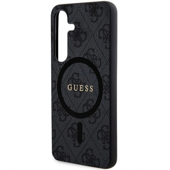 Guess 4G Collection Leather Metal Logo MagSafe Case for Samsung Galaxy S24 - Black
