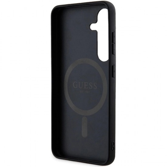 Guess 4G Collection Leather Metal Logo MagSafe Case for Samsung Galaxy S24 - Black