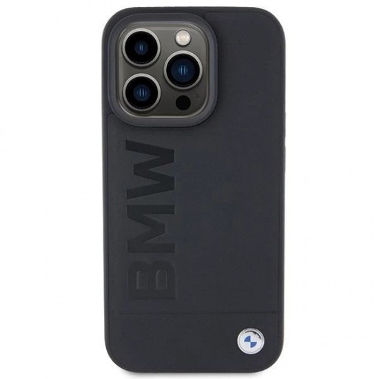BMW Leather Hot Stamp iPhone 15 Pro Max Case - Black