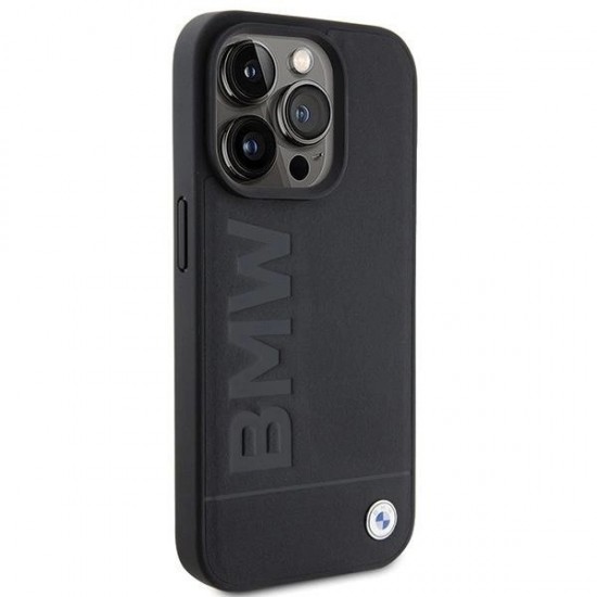 BMW Leather Hot Stamp iPhone 15 Pro Max Case - Black