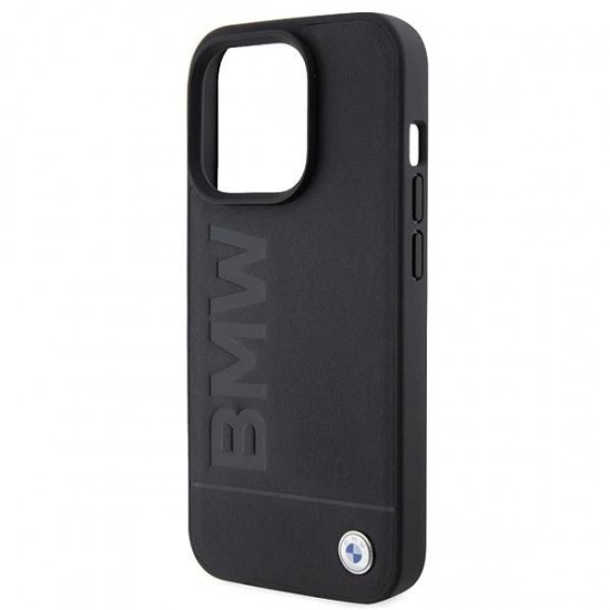 BMW Leather Hot Stamp iPhone 15 Pro Max Case - Black
