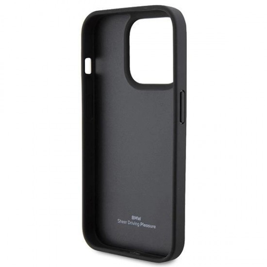 BMW Leather Hot Stamp iPhone 15 Pro Max Case - Black