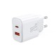 EU Joyroom JR-TCF05 20W USB-A USB-C charger + USB-C cable - white