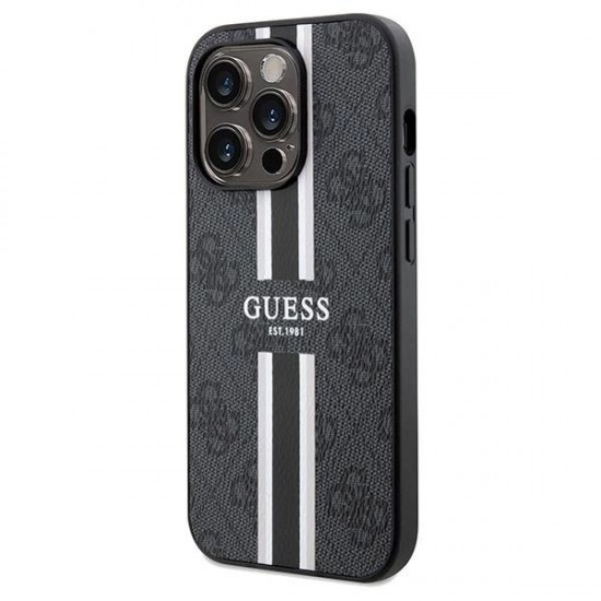 Guess 4G Printed Stripes MagSafe case for iPhone 15 Pro Max - black