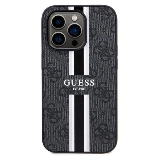 Guess 4G Printed Stripes MagSafe case for iPhone 15 Pro Max - black
