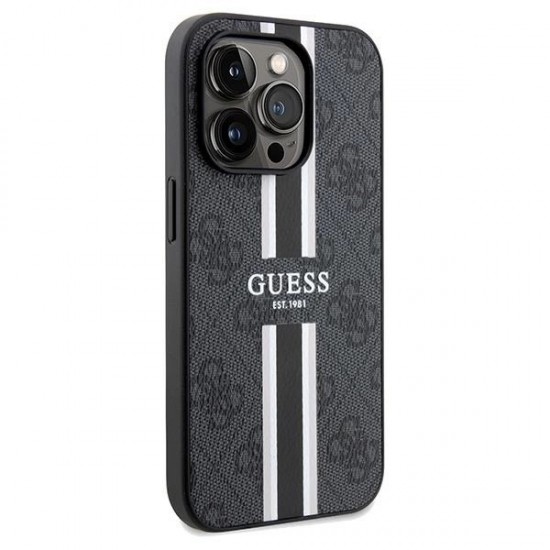 Guess 4G Printed Stripes MagSafe case for iPhone 15 Pro Max - black