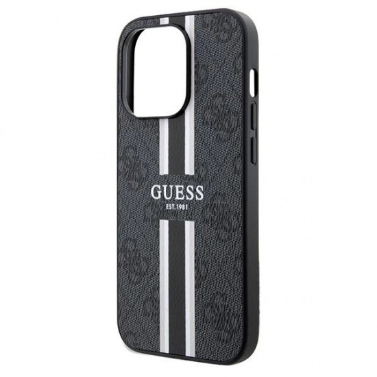 Guess 4G Printed Stripes MagSafe case for iPhone 15 Pro Max - black