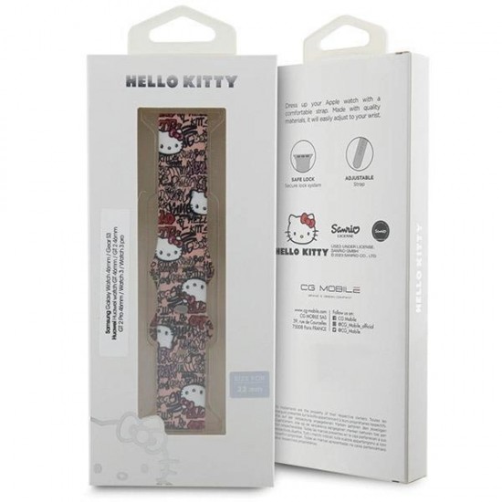 Hello Kitty Silicone Tags Graffiti strap universal 22mm - pink