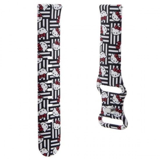 Hello Kitty Silicone Heads & Stripes universal 20mm - black