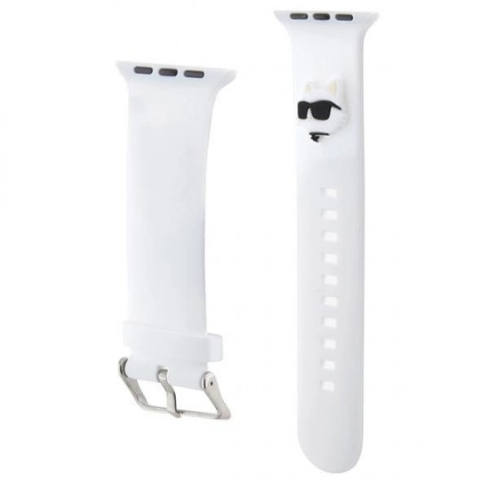 Karl Lagerfeld 3D Rubber Choupette Head Strap for Apple Watch 42/44/45/49mm - White