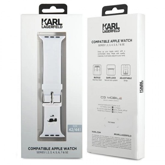 Karl Lagerfeld 3D Rubber Choupette Head Strap for Apple Watch 42/44/45/49mm - White