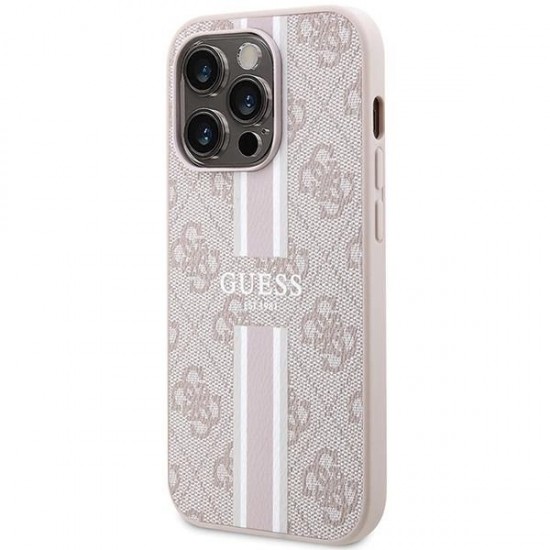 Guess 4G Printed Stripes MagSafe case for iPhone 15 Pro - pink