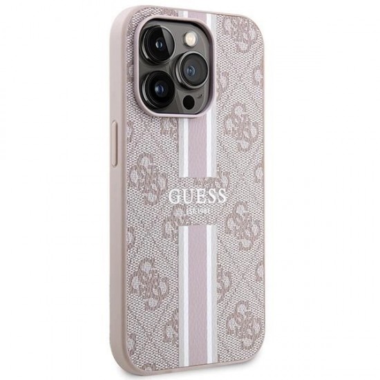 Guess 4G Printed Stripes MagSafe case for iPhone 15 Pro - pink
