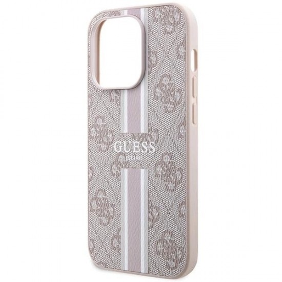 Guess 4G Printed Stripes MagSafe case for iPhone 15 Pro - pink