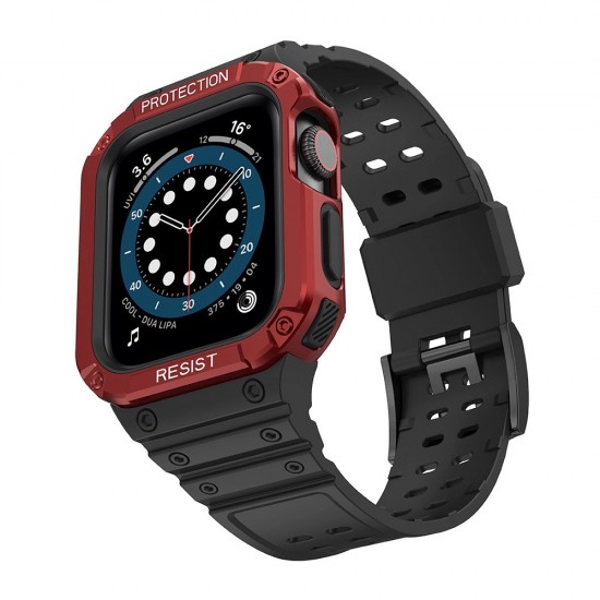Protect Strap Band for Apple Watch 38/40/41mm Armored Case Strap - Black, Red