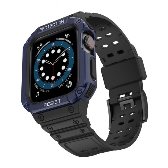 Protect Strap Band for Apple Watch 38/40/41mm Armored Case Strap - Black, Blue