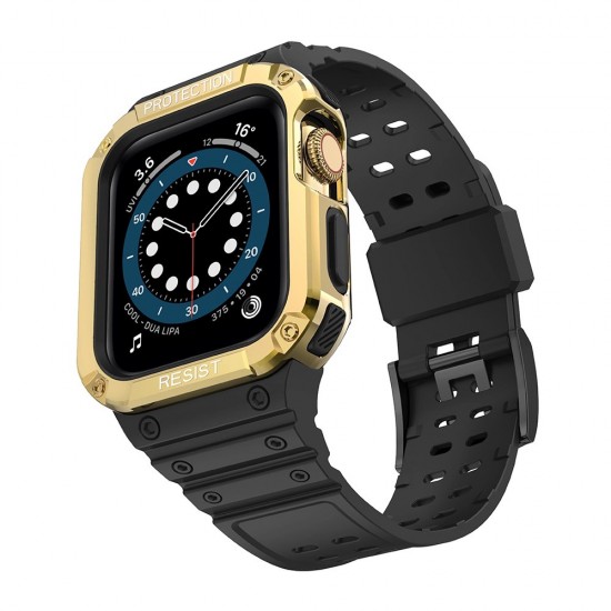 Protect Strap Band for Apple Watch 38/40/41mm Armored Case Strap - Black, Gold