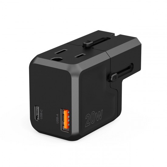 Choetech PD6038 USB-C USB-A PD 20W Travel Charger USA EU UK AU - Black