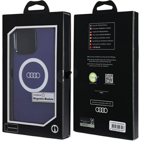 Audi IML Big Logo MagSafe case for iPhone 15 Pro Max - blue