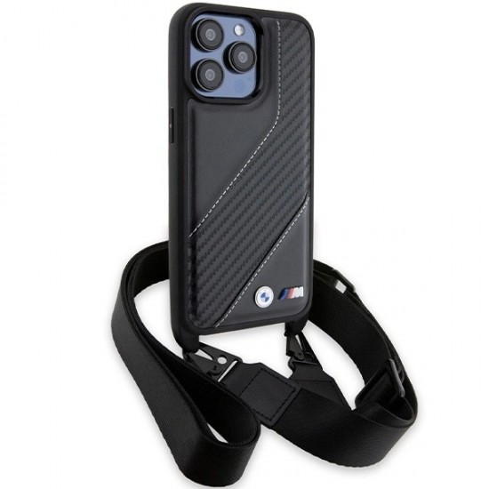 BMW M Edition Carbon Stripe & Strap case for iPhone 15 Pro - black