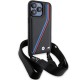 BMW M Edition Carbon Tricolor Lines & Strap case for iPhone 15 Pro - black