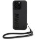 BMW Signature Leather Wordmark Cord case for iPhone 15 Pro - black