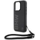 BMW Signature Leather Wordmark Cord case for iPhone 15 Pro - black