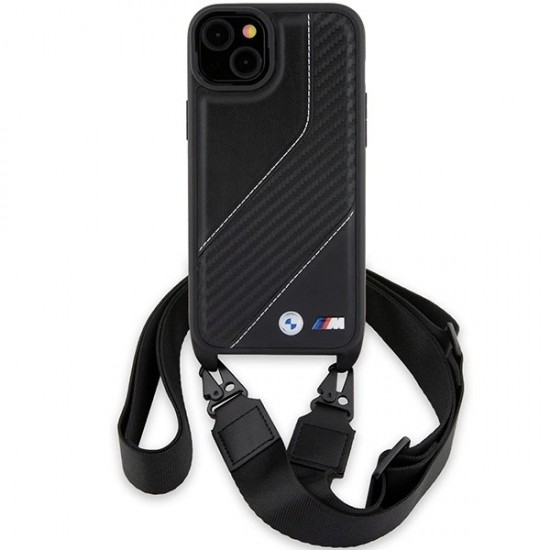 BMW M Edition Carbon Stripe & Strap case for iPhone 15 Plus / 14 Plus - black