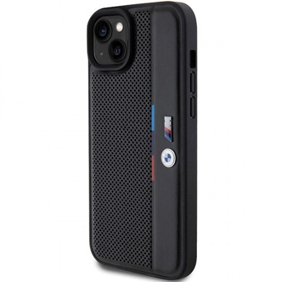 BMW Perforated Tricolor Line case for iPhone 15 Plus / 14 Plus - black