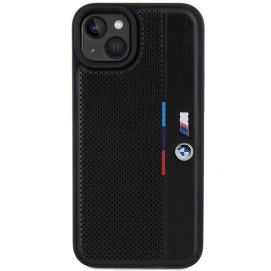 BMW Perforated Tricolor Line case for iPhone 15 Plus / 14 Plus - black