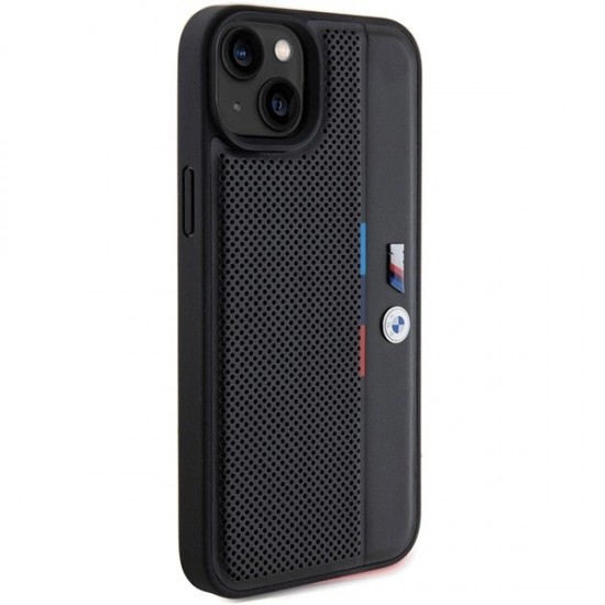BMW Perforated Tricolor Line case for iPhone 15 Plus / 14 Plus - black