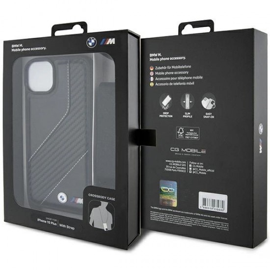 BMW M Edition Carbon Stripe & Strap case for iPhone 15 / 14 / 13 - black
