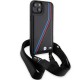 BMW M Edition Carbon Tricolor Lines & Strap case for iPhone 15 / 14 / 13 - black