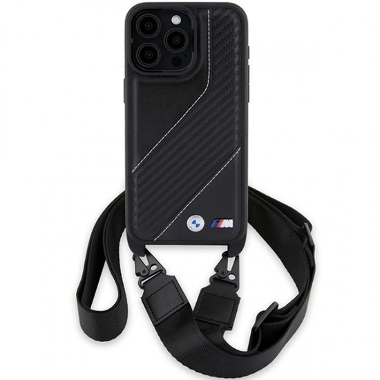 BMW M Edition Carbon Stripe & Strap case for iPhone 15 Pro Max - black