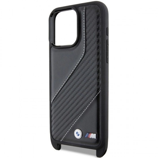 BMW M Edition Carbon Stripe & Strap case for iPhone 15 Pro Max - black