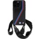 BMW M Edition Carbon Tricolor Lines & Strap case for iPhone 15 Pro Max - black