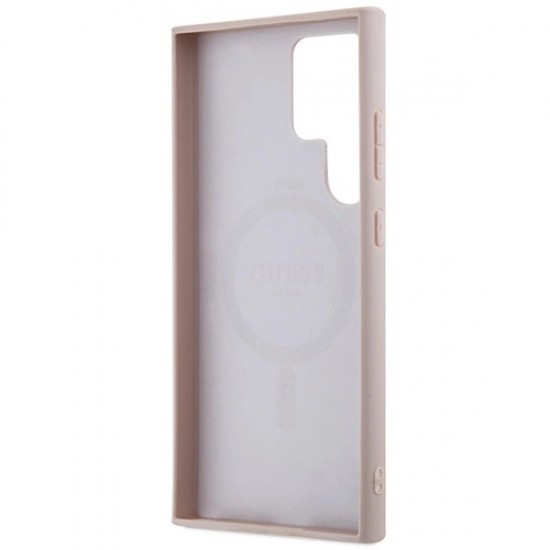 Guess 4G Collection Leather Metal Logo MagSafe Case for Samsung Galaxy S24 Ultra - Pink